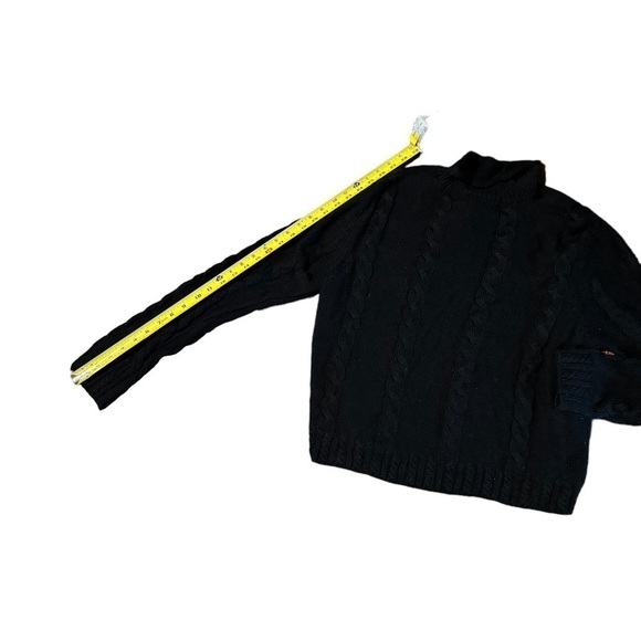 Vintage Suzelle Women's Silk Wool Blend Mock Neck Cable Knit Black Sweater Large - Picture 5 of 9